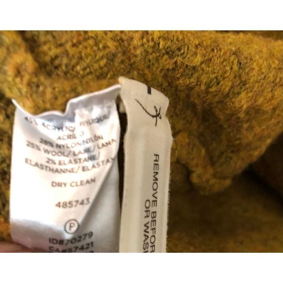 Ann Taylor Knit Sweater Bubble Sleeve Wool Blend Ribbed Mustard Yellow - Picture 8 of 12